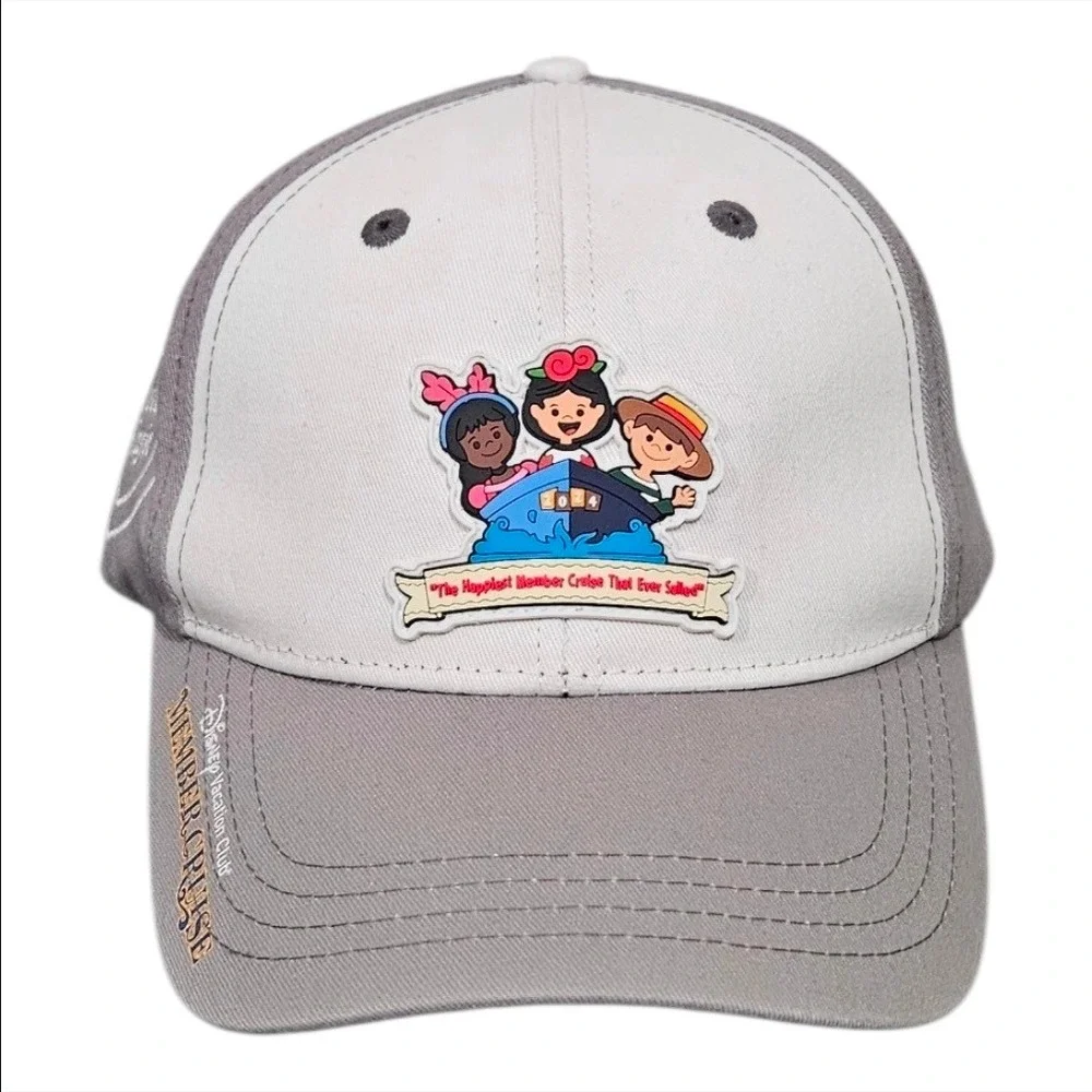 Disney Vacation Club DVC Member Magic Cruise Grey White Adjustable Hat Cap‎